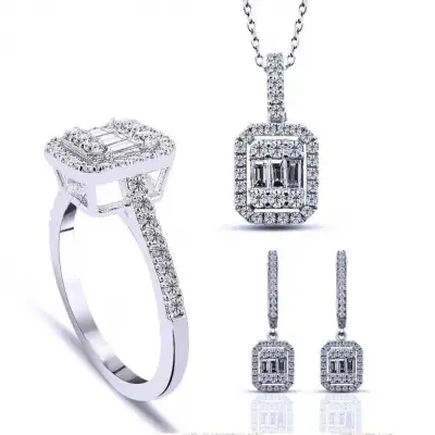 1.60 Karat Pırlanta Baget Set E/F Renk